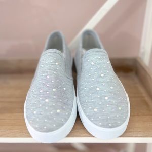 **New**Gray bedazzled shoes youth size 12